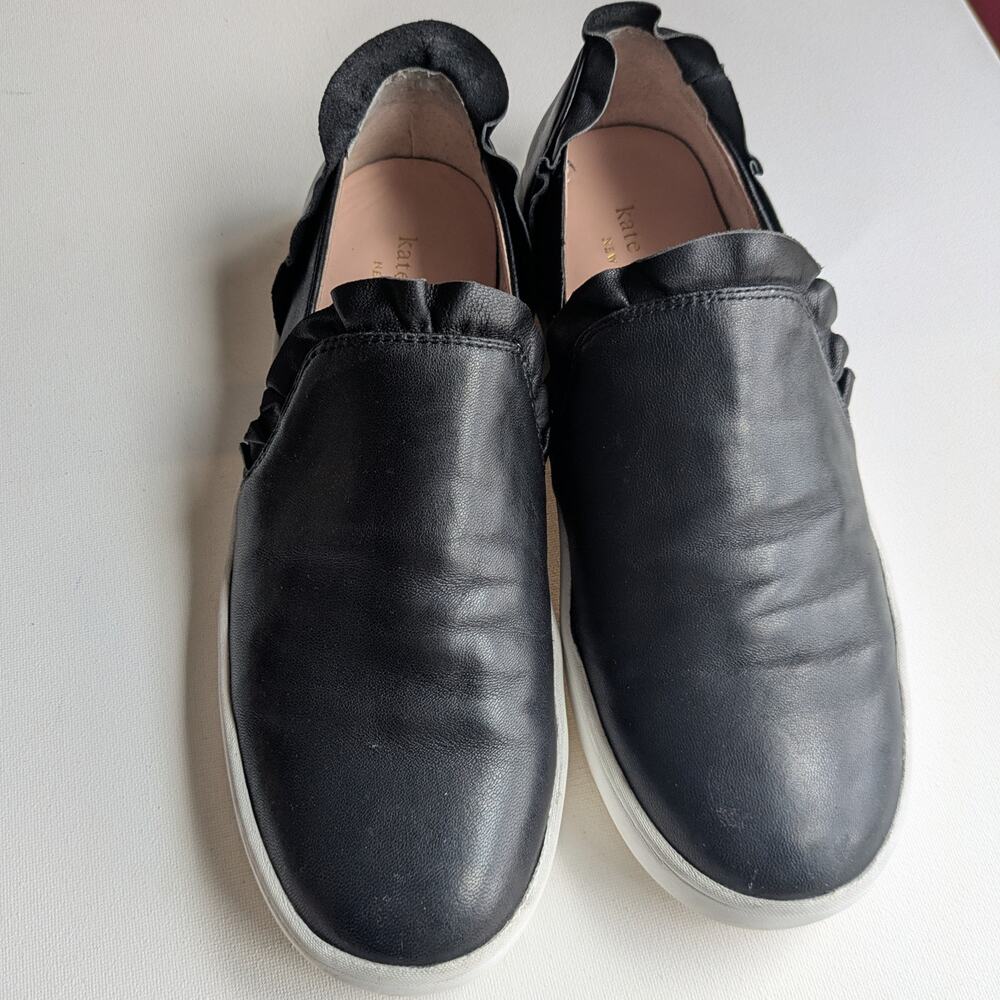 Kate Spade New York Lillie Leather Slip On Tennis Shoe / Loafer, Ruffle Detail - Picture 9 of 16